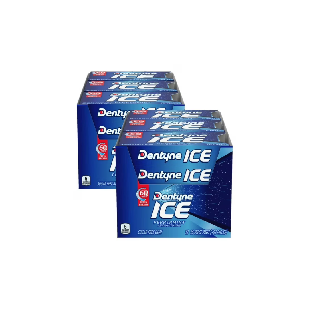 2 Pack | Dentyne Ice Sugar Free Gum, Peppermint, 16 Pieces, 12 ct