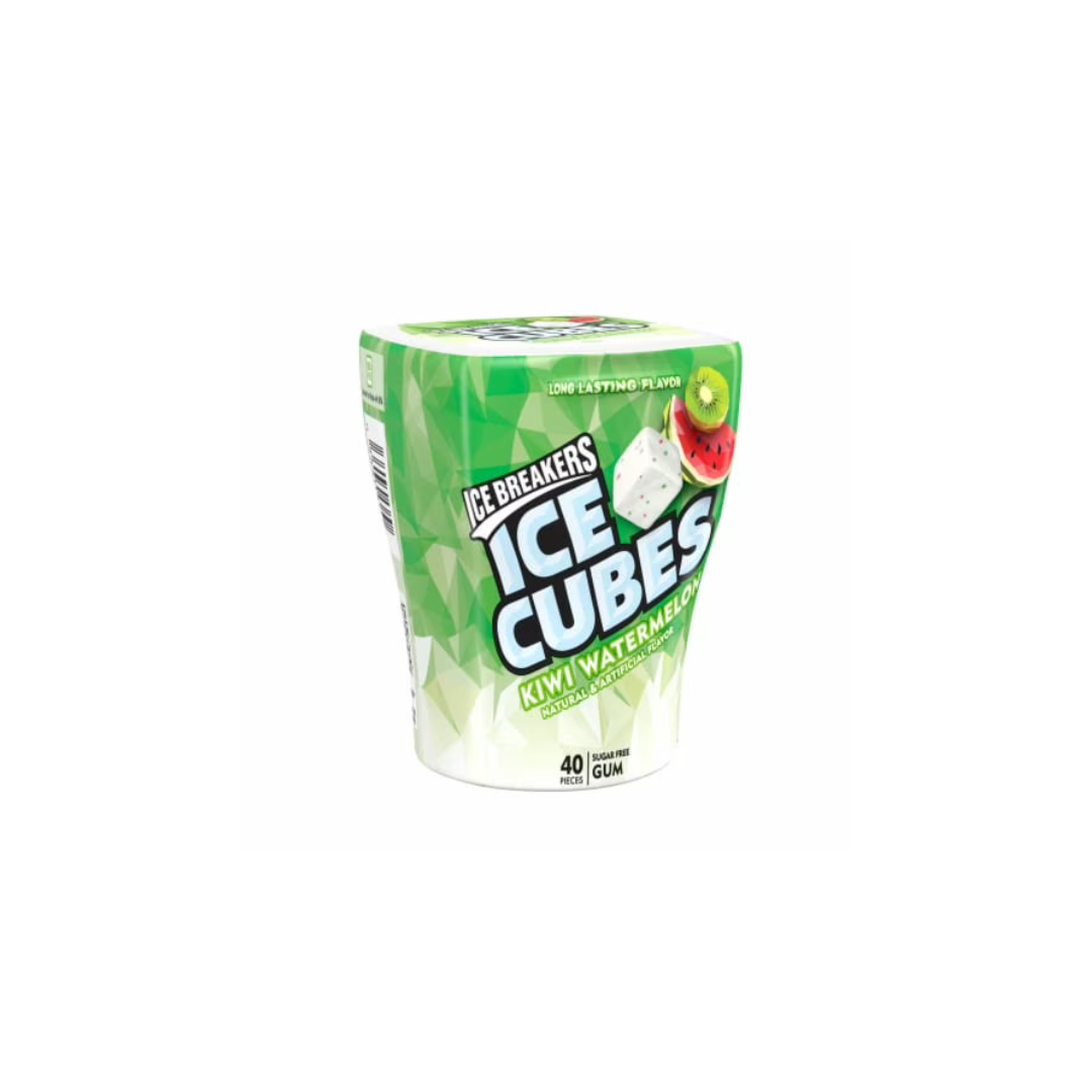 2X-ICE BREAKERS ICE CUBES Kiwi Watermelon Flavored Sugar Free Chewing Gum - 3.24 oz - 40 pieces