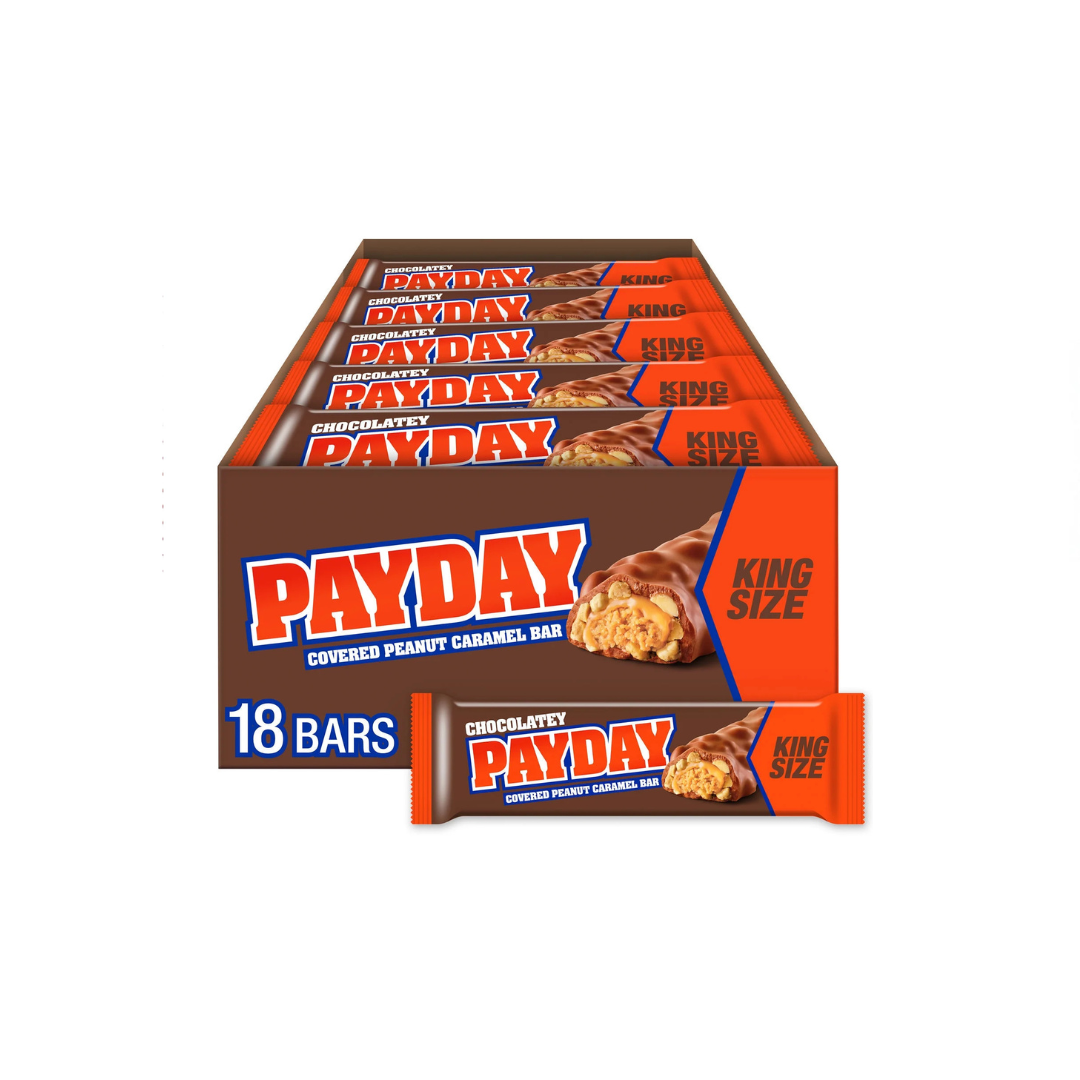 PayDay Chocolatey Peanut Caramel King Size bar, Chocolatey Payday 18 Count (Pack of 1)