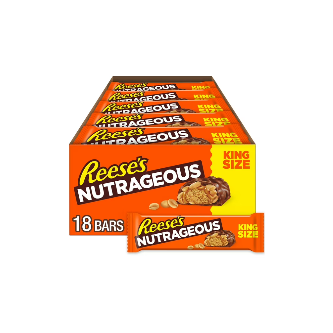 Pack of 2 - Reeses Nutrageous Peanut Butter Caramel Peanut King Size, Candy Bars, 3.1 Oz (18 Count)