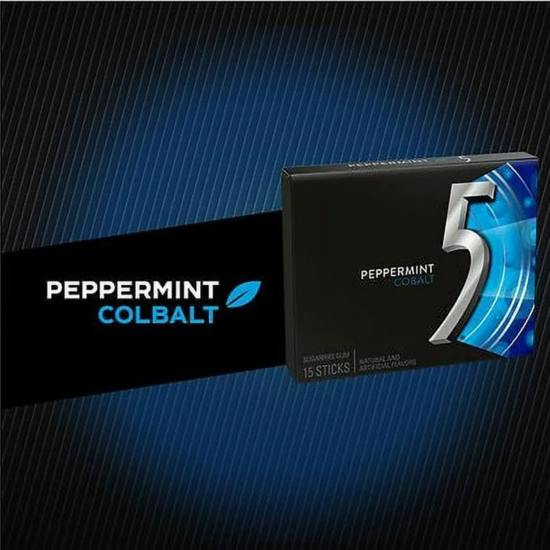 Five Peppermint Cobalt Sugar Free Chewing Gum Sticks Cobalt15.0ea