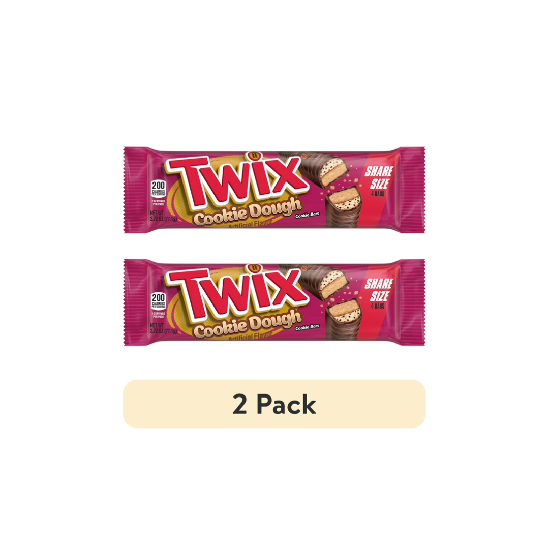 (2 pack) Twix Cookie Dough Milk Chocolate Bars, Share Size - 2.72 oz