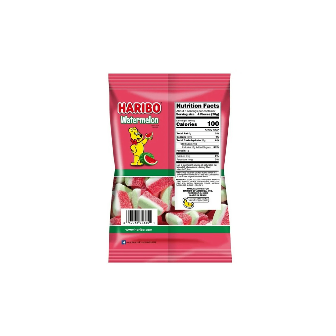 HARIBO Watermelon 6.3oz Gummy Pack of 1 Peg Bag