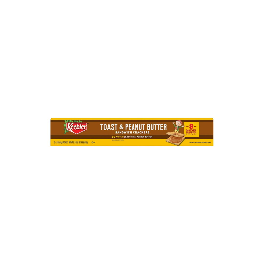 Keebler Toast and Peanut Butter Sandwich Crackers, Single Serve Snack Crackers, 12 Count