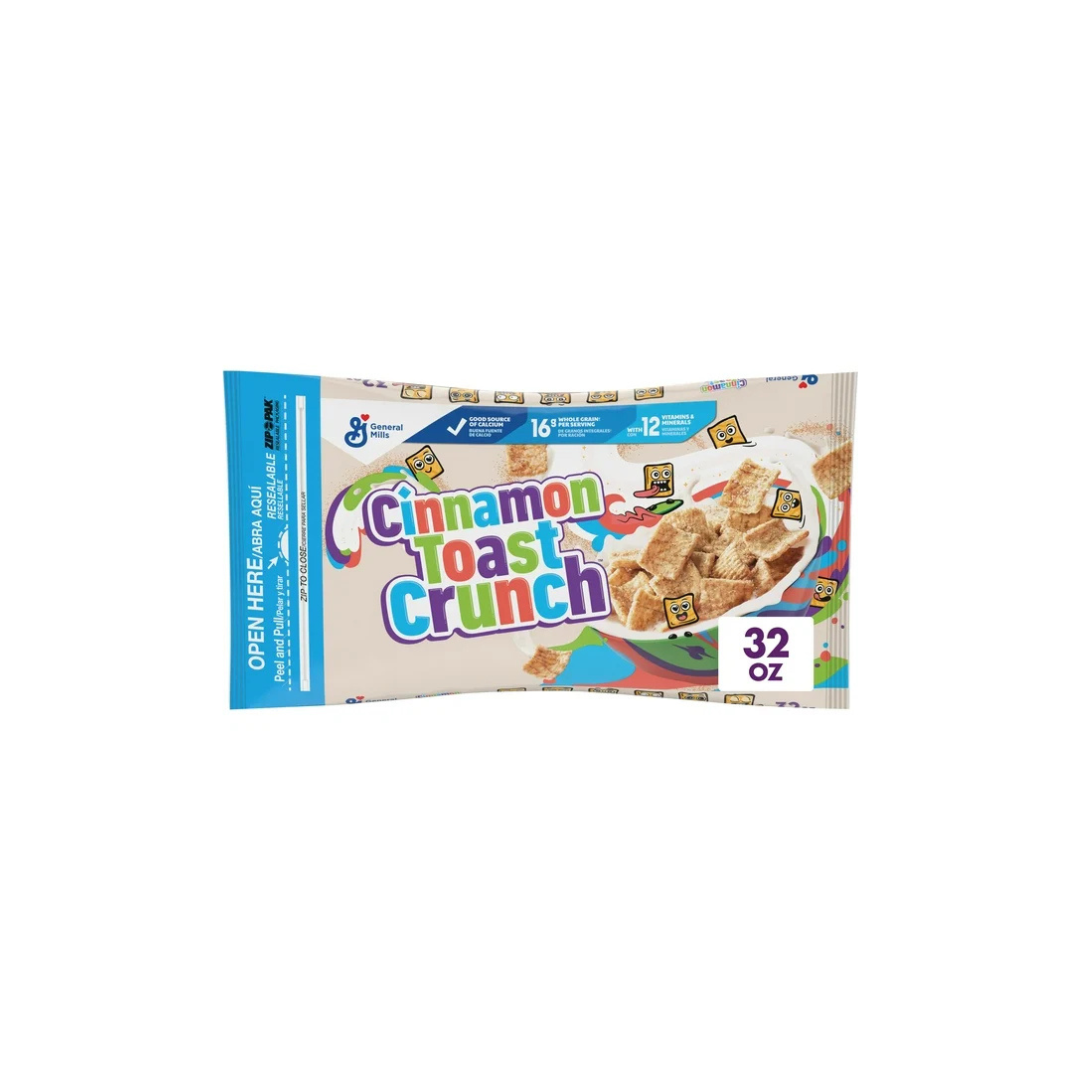 (3 pack) Cinnamon Toast Crunch Breakfast Cereal, Crispy Cinnamon Cereal, Value Bag, 32 oz