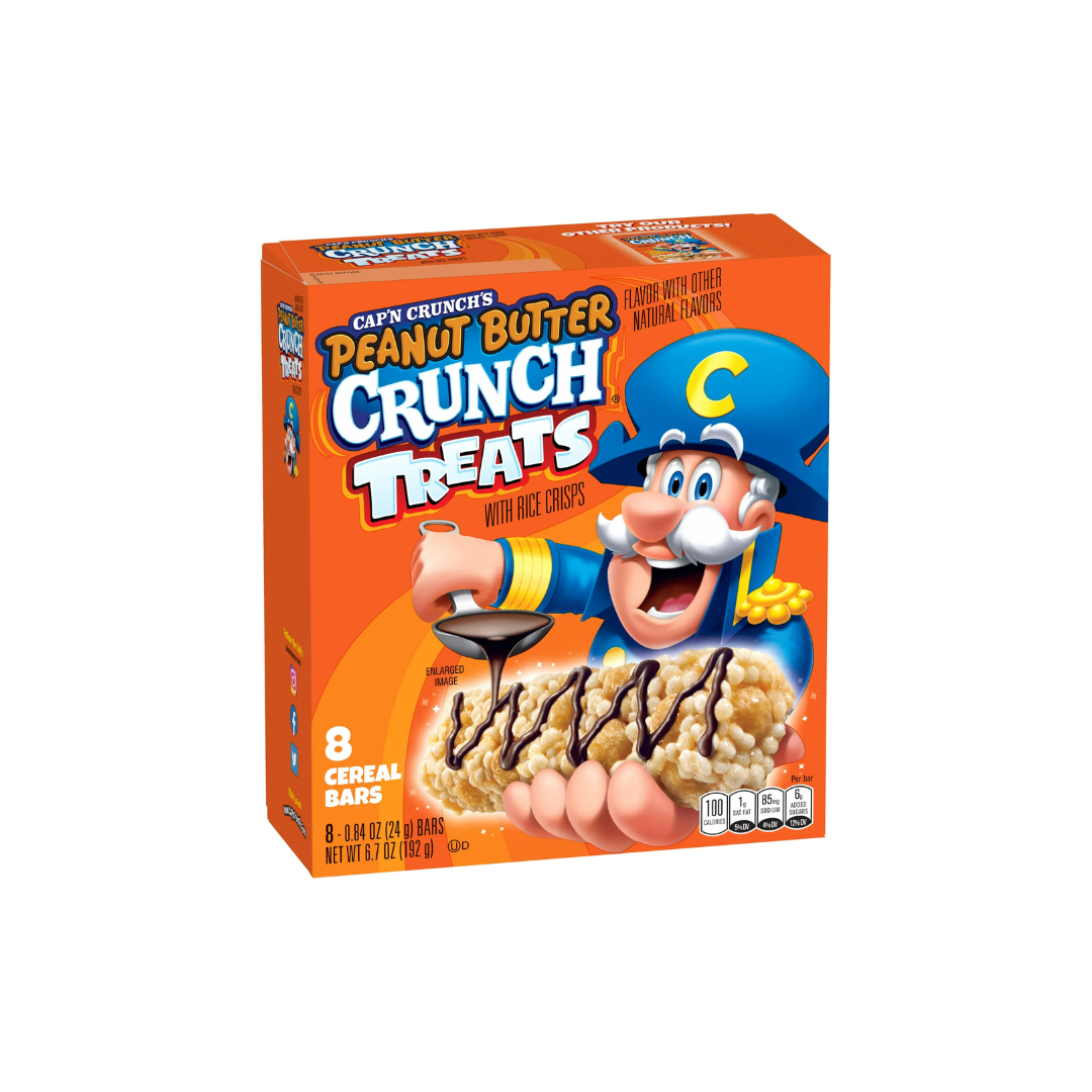 (10 pack) Cap'n Crunch's Treat with Rice Crisps Cereal Bars Peanut Butter Flavor, 0.8 oz, 8 Count