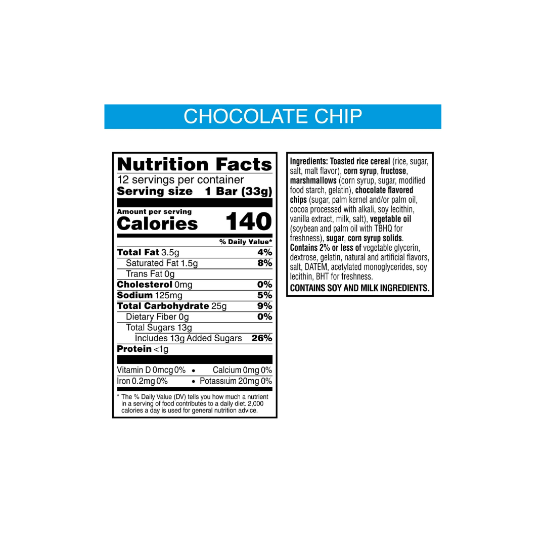 Rice Krispies Treats Homestyle Chocolatey Chip Chewy Crispy Marshmallow Squares, Ready-to-Eat, 13.96 oz, 12 Count