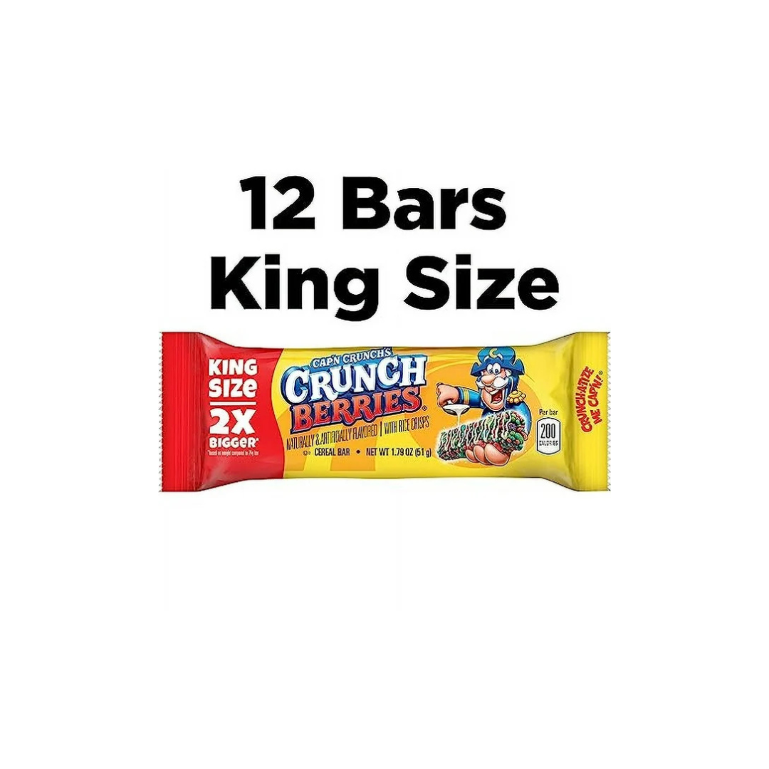 Cap'n Crunch Quaker King OIF8 Size Treat Bars, Crunch Berry Flavor, 12 Count