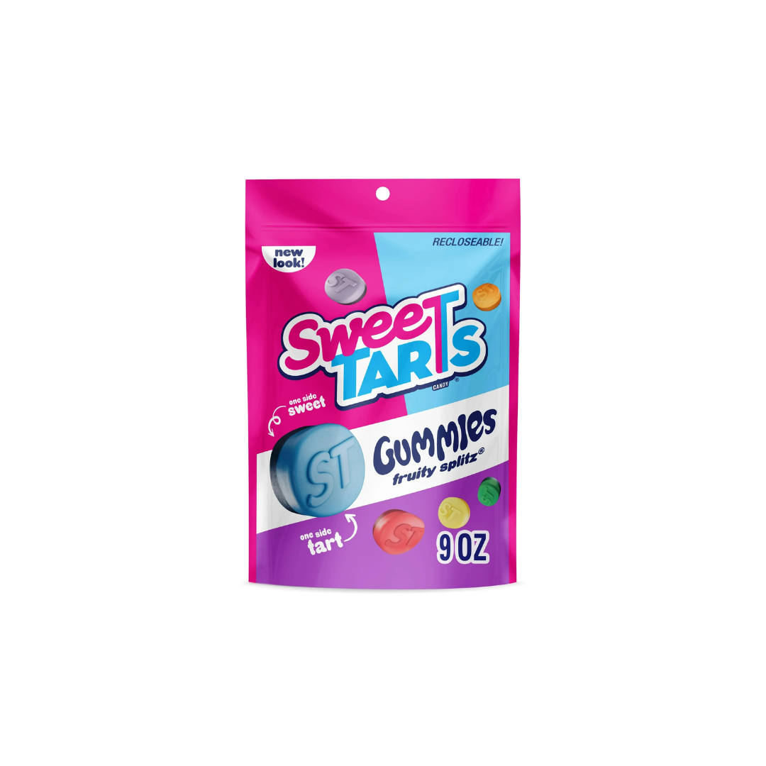 SweeTARTS Gummies Fruity Splitz, Candy, Sweet and Tart, Resealable Bag, 9 oz