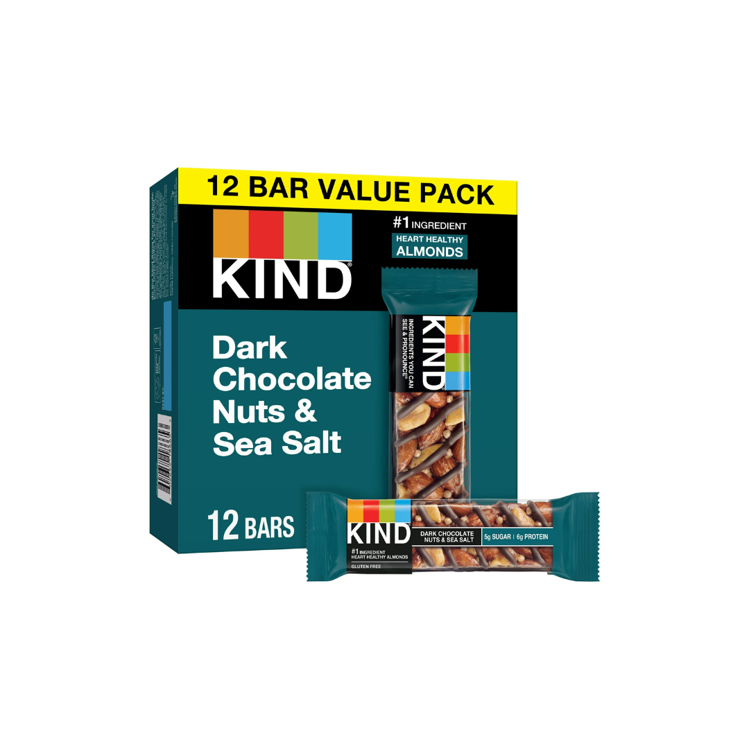 KIND Gluten Free Dark Chocolate Nuts & Sea Salt Snack Bars, Value Pack, 1.4 oz, 12 Count