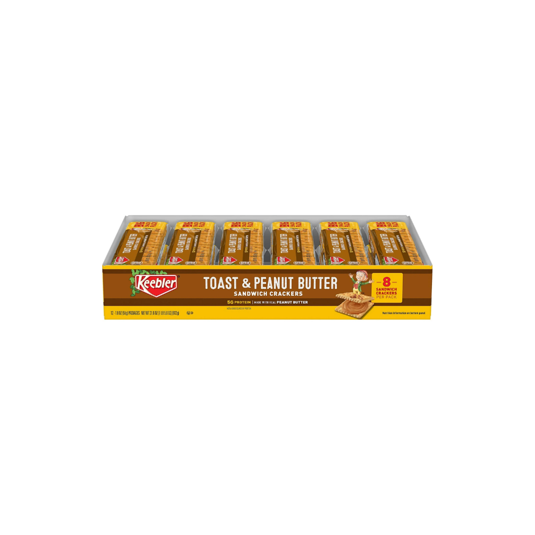 Keebler Toast and Peanut Butter Sandwich Crackers, Single Serve Snack Crackers, 12 Count