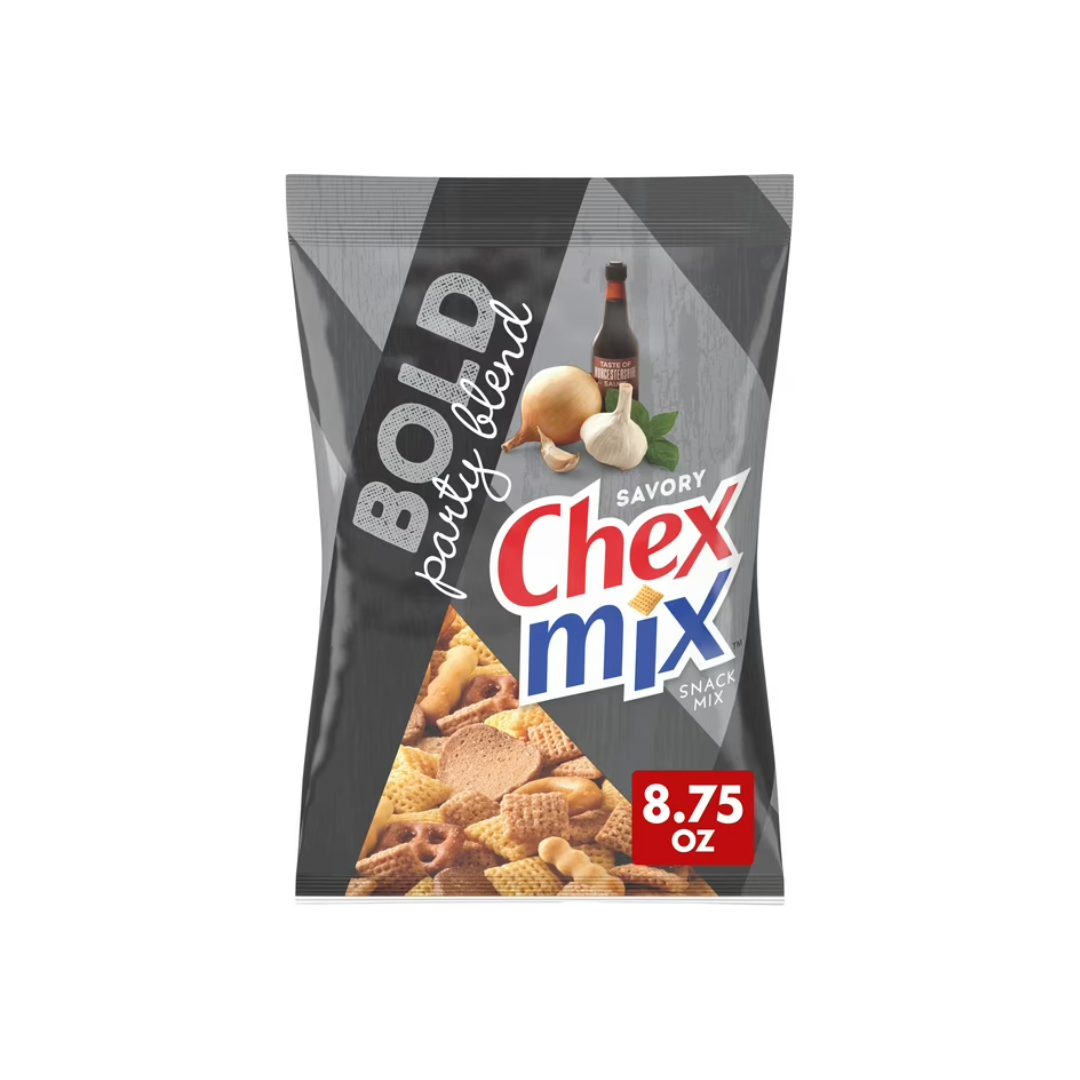 Chex Mix Snack Mix, Bold Party Blend, Savory Snack Bag, 8.75 oz