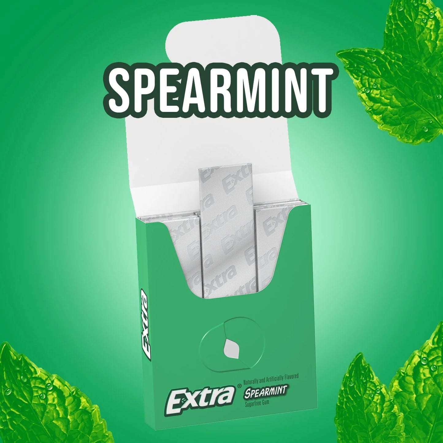 Extra Gum Spearmint Sugar Free Chewing Gum, Single Pack - 15 Pieces
