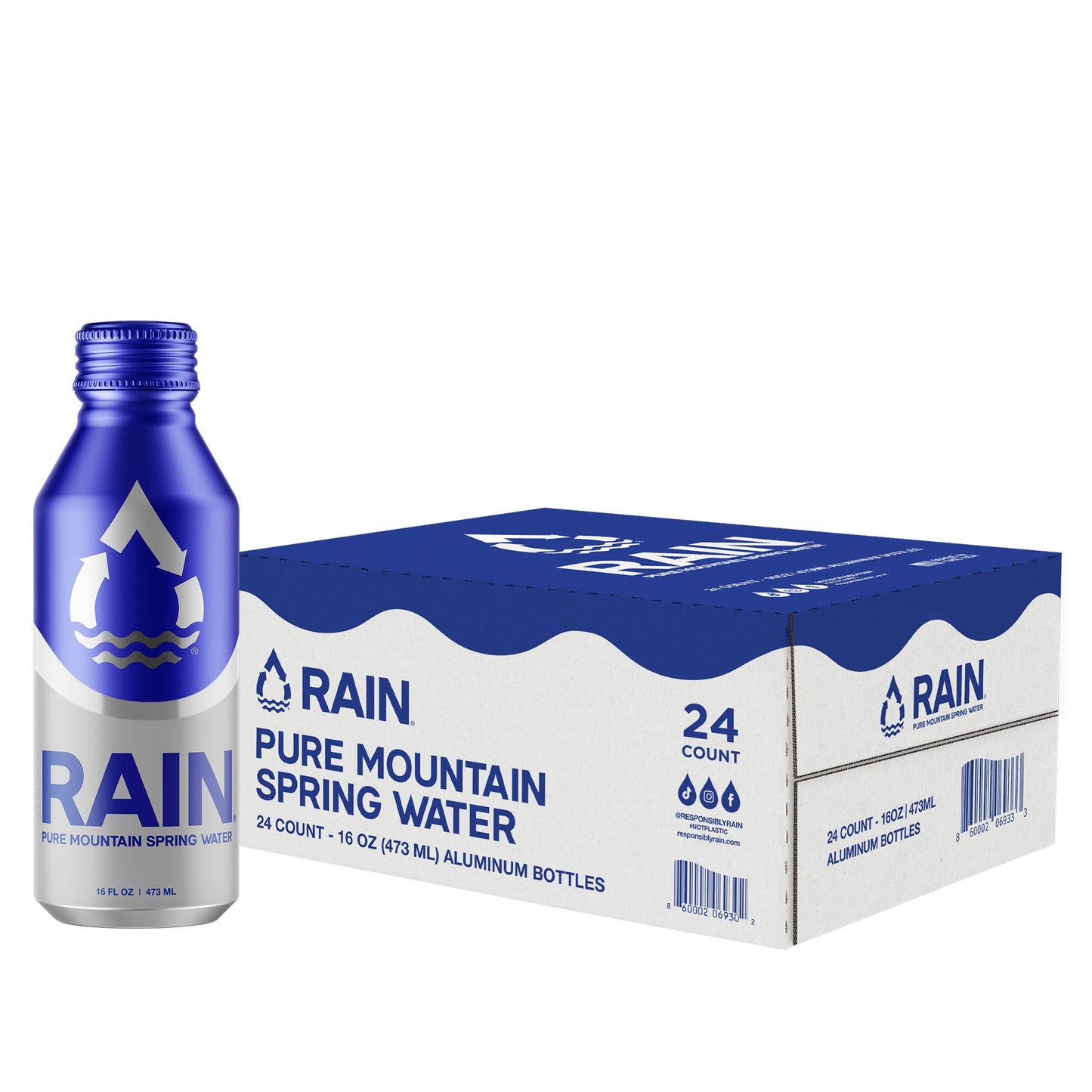 RAIN 16oz Aluminum Bottled Spring Water (24pk)