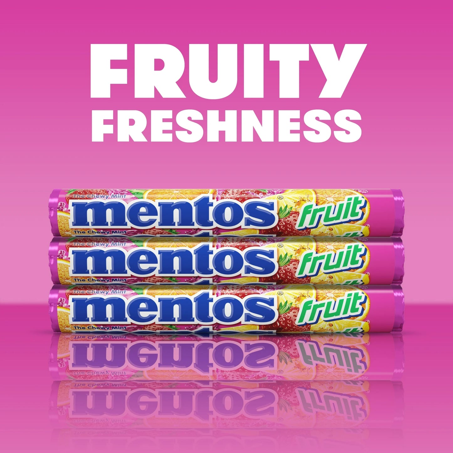 Mentos Chewy Mint Candy Roll, Assorted Fruit Flavor, Nut Free, 1.32 oz