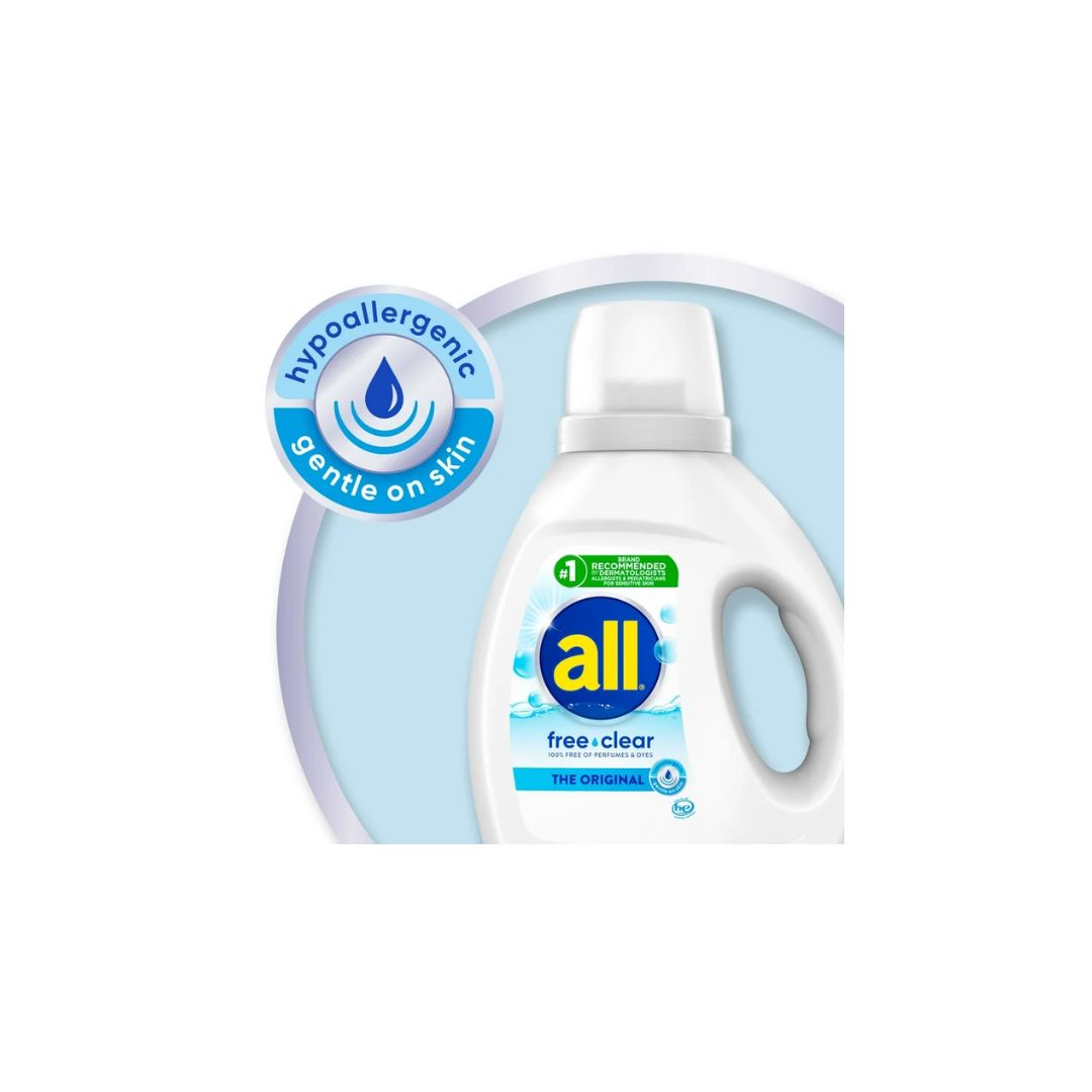 all Liquid Laundry Detergent, Free Clear for Sensitive Skin, 36 Fluid Ounces, 24 Loads