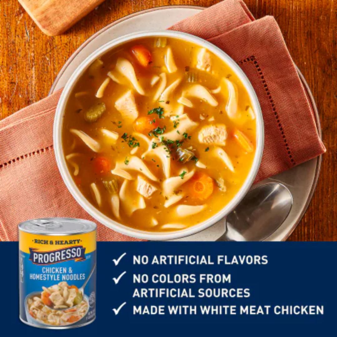 Soup Progresso Rich and Hearty, Chicken and Homestyle Noodles Canned Soup, 19 oz