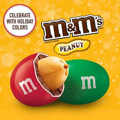 M&M'S Holiday Peanut Milk Chocolate Christmas Candy, Party Size, 38 oz Resealable Bag