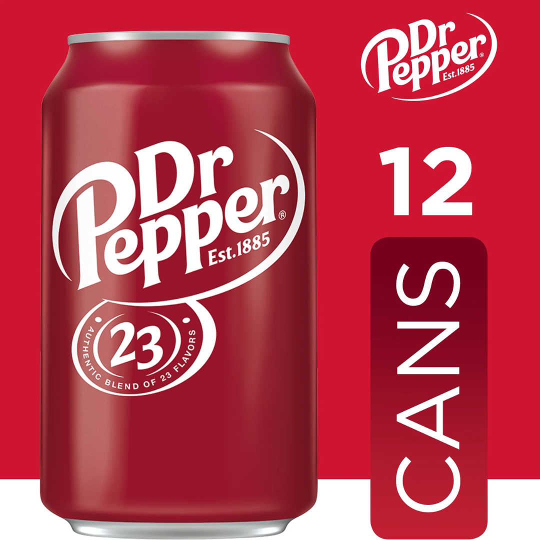 Dr Pepper Soda Pop, 12 fl oz, 12 Pack Cans