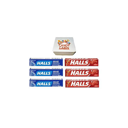 HALLS 9-Drop Sticks, Box by CANDY CABIN MenthoLyptus - Cherry, 6 Pack