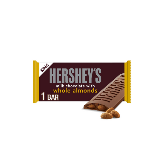 Hershey's Milk Chocolate with Whole Almonds King Size Candy, Bar 2.6 oz