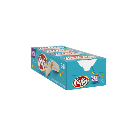 Kit Kat, Limited Edition Crisp Wafers in Birthday Cake Flavored White Crème with Sprinkles Candy Bar Box, 1.5 Oz, 24 ct.