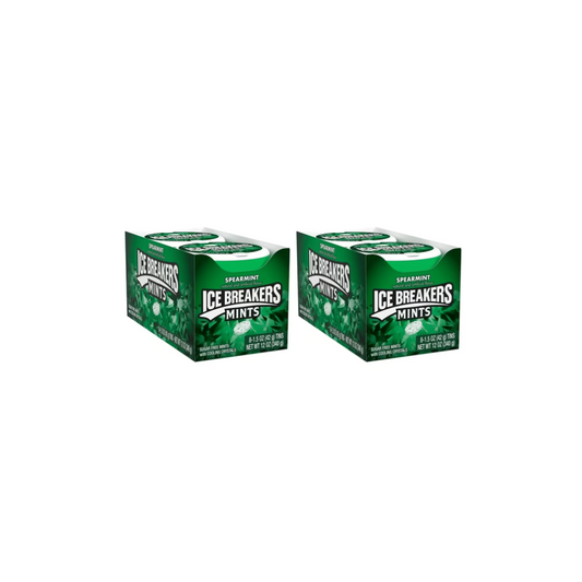 ICE BREAKERS SPEARMINT Sugar Free Mints Tins, 1.5 Oz. 2 Pack (16 Count) DOUBLE UP and SAVE