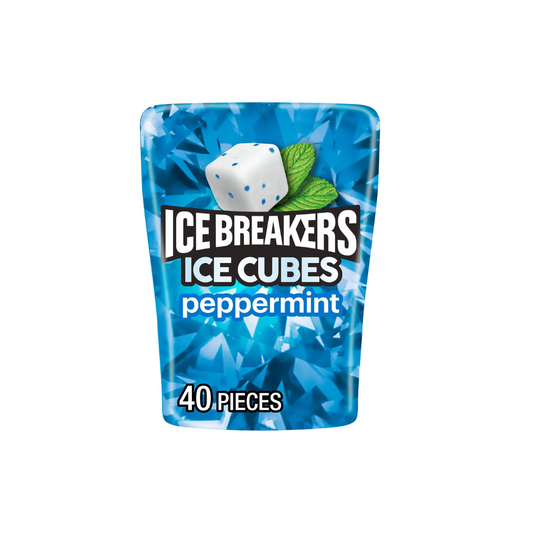 Ice Breakers Ice Cubes Peppermint Sugar Free Chewing Gum, Bottle 3.24 oz, 40 Pieces