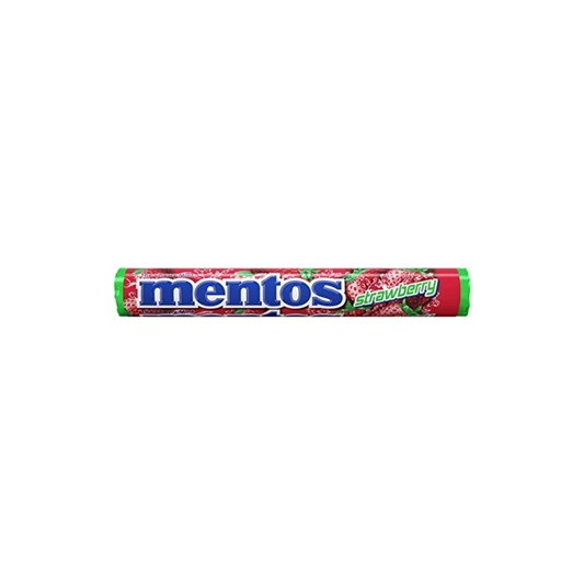 Mentos Chewy Mint Candy Roll, Strawberry, Non Melting, Stocking Stuffer, Gift, Holiday, Christmas, 1.32 Ounce/14 Pieces