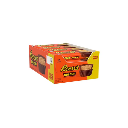 REESE'S Big Cup Milk Chocolate King Size Peanut Butter Cups, Candy Packs, 2.8 oz (16 Count)