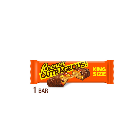 Reese's Outrageous! Peanut Butter, Caramel and REESE's PIECES King Size Candy, Bar 2.95 oz