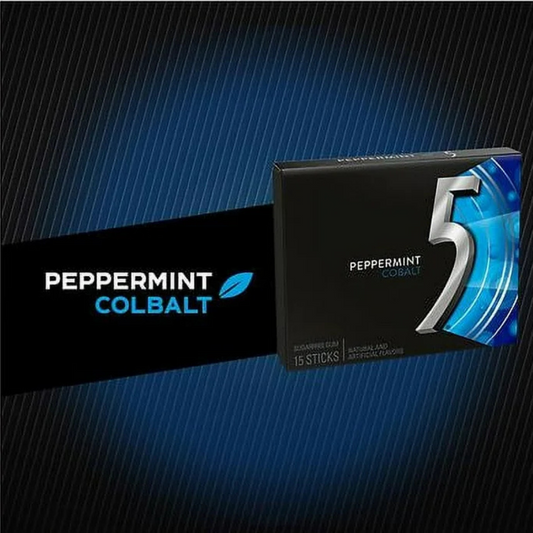 Five Peppermint Cobalt Sugar Free Chewing Gum Sticks Cobalt15.0ea