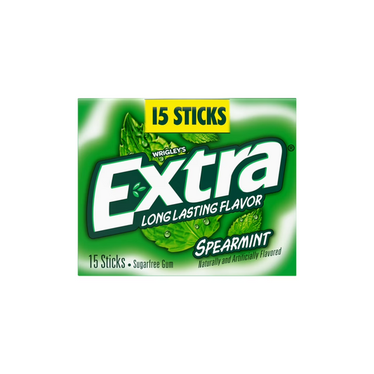 Extra Gum Spearmint Sugar Free Chewing Gum, Single Pack - 15 Pieces