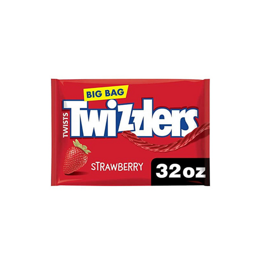 TWIZZLERS Twists Strawberry Flavored Licorice Style, Halloween Candy Big Bag, 32 oz