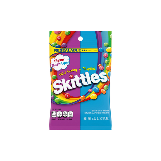 Skittles Flavor Mash-Ups Wild Berry and Tropical Candy - 7.2 oz Bag