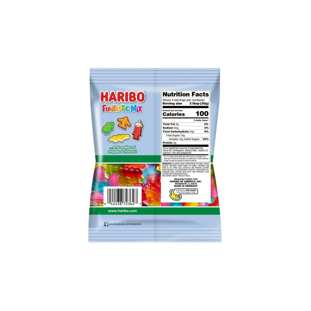 HARIBO Funtastic Mix Original Assorted Fun Shapes and Fruit Flavor Gummy Candy, 4oz, Share Size Bag