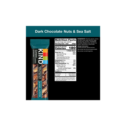 KIND Gluten Free Dark Chocolate Nuts & Sea Salt Snack Bars, Value Pack, 1.4 oz, 12 Count