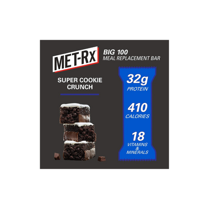 MET-Rx Big 100 Colossal Super Cookie Crunch Protein Bar, 32g Protein, 9 Ct