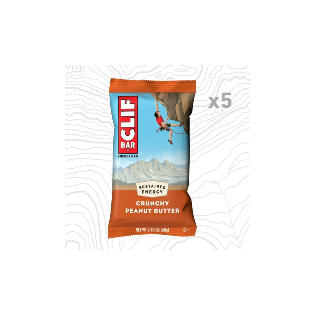 CLIF BAR Crunchy Peanut Butter Energy Bars, Plant Based Protein Bars, 5ct