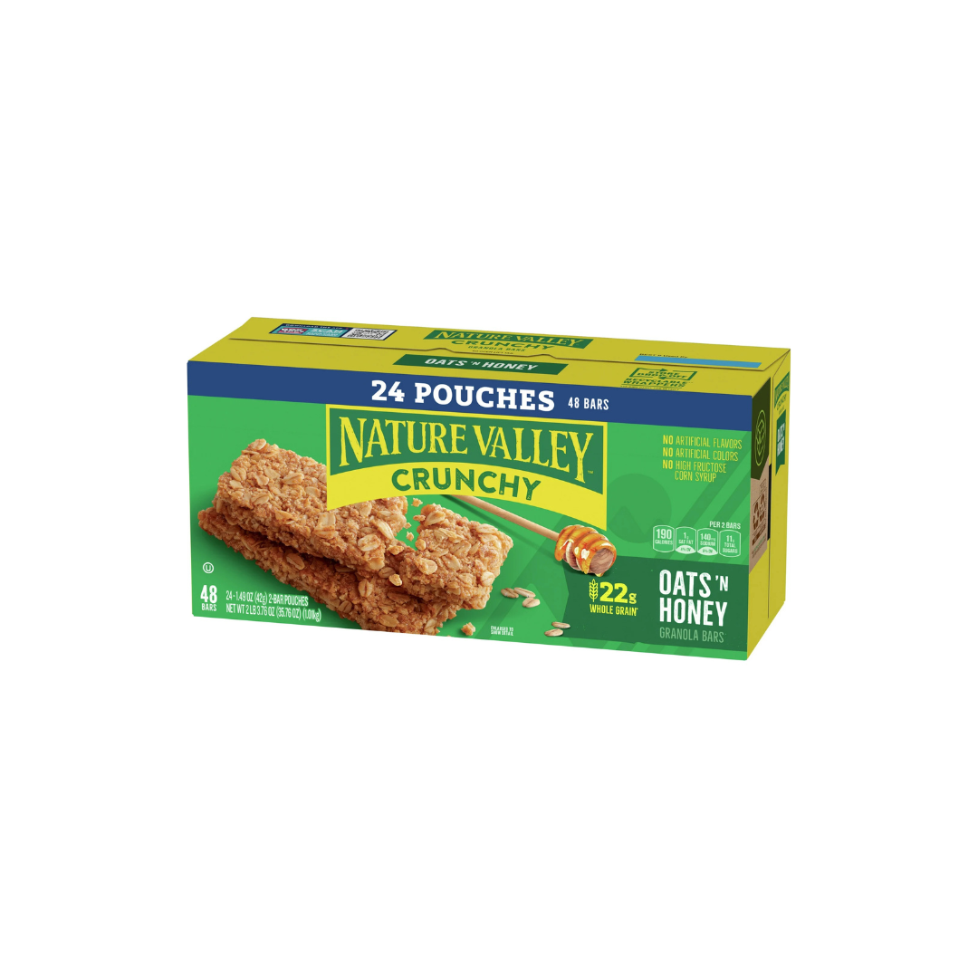 Nature Valley Crunchy Granola Bars, Oats 'n Honey, 48 Bars, 35.76 OZ (24 Pouches)