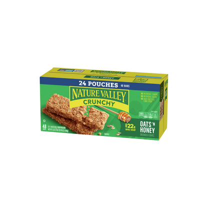 Nature Valley Crunchy Granola Bars, Oats 'n Honey, 48 Bars, 35.76 OZ (24 Pouches)