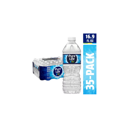 Pure Life Purified Water, 16.9 Fl Oz / 500 mL, Plastic Bottled Water (35 Pack)