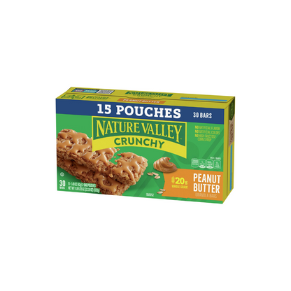 Nature Valley Crunchy Granola Bars, Peanut Butter, 30 Bars, 22.35 OZ (15 Pouches)