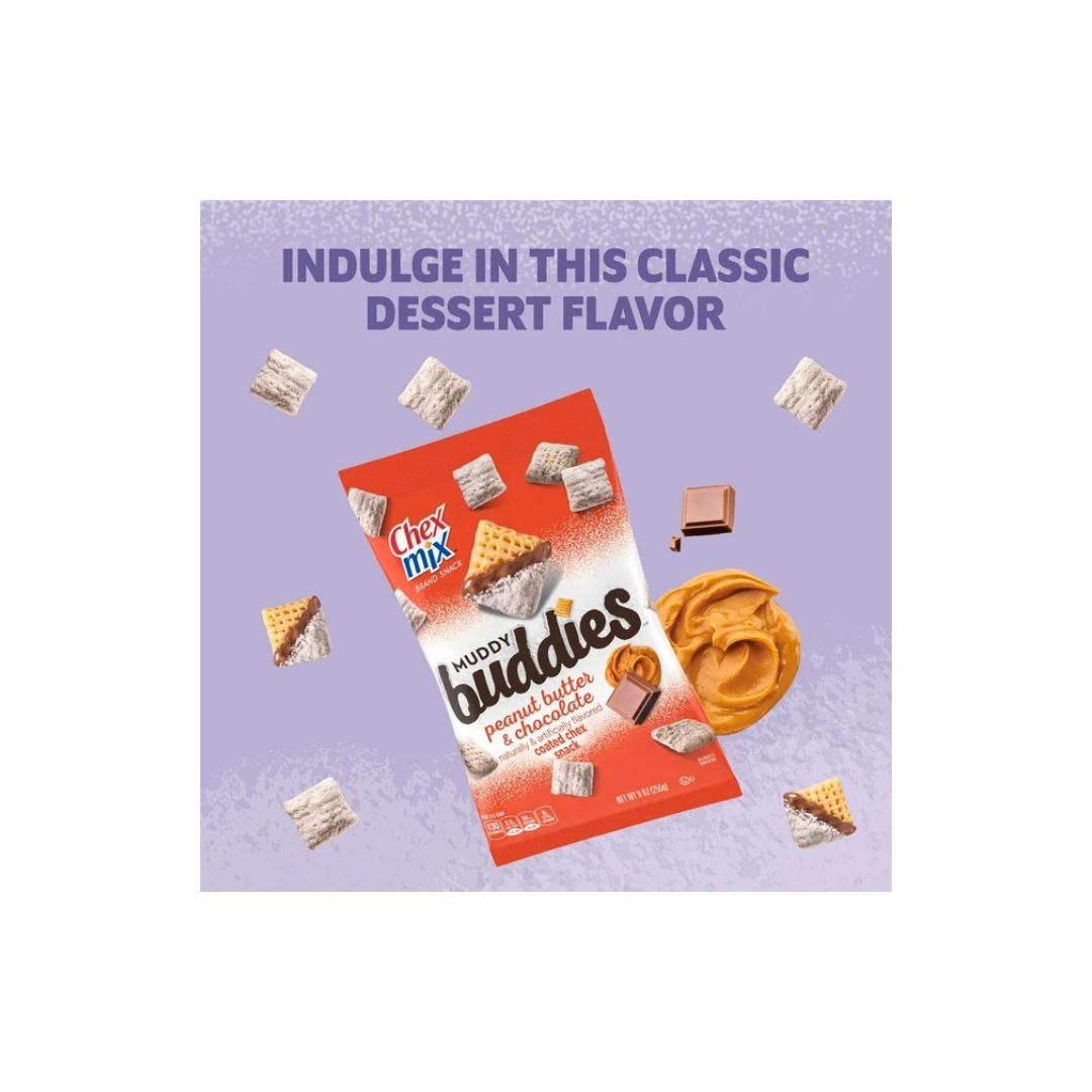 Chex Mix Muddy Buddies, Peanut Butter and Chocolate Snack Mix, 9 oz