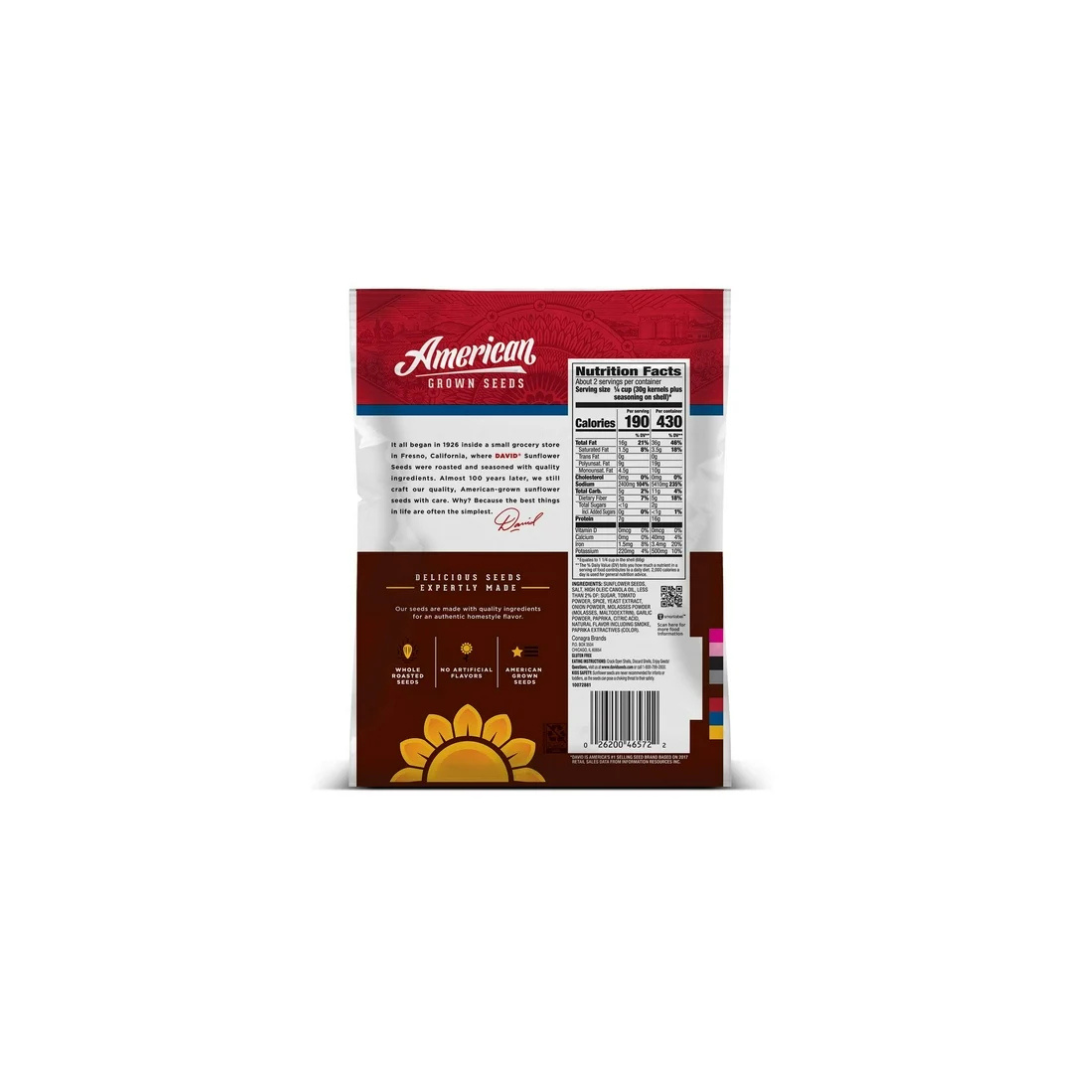 David Jumbo Salted & Roasted Bar-B-Q Flavored Sunflower Seeds 5.25 oz