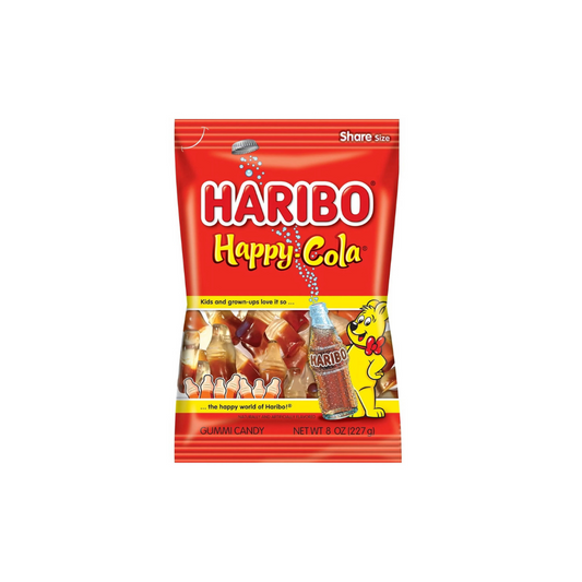 HARIBO Happy Cola Bottle Shaped Cola Flavor Gummy Candy, 8.0oz, Share Size Bag