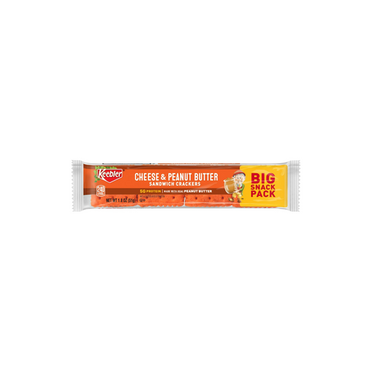 Keebler Cheese and Peanut Butter Sandwich Crackers, Single Serve Snack Crackers, 1.8 oz