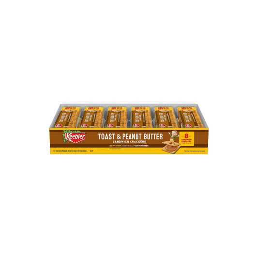 Keebler Toast and Peanut Butter Sandwich Crackers, Single Serve Snack Crackers, 12 Count