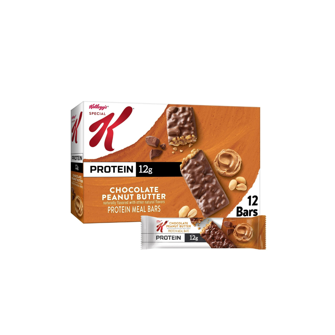 Special K Bar Chocolate Peanut Butter Chewy Protein Meal Bars, 12g Protein Snacks, 19 oz, 12 Count