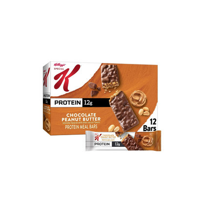 Special K Bar Chocolate Peanut Butter Chewy Protein Meal Bars, 12g Protein Snacks, 19 oz, 12 Count